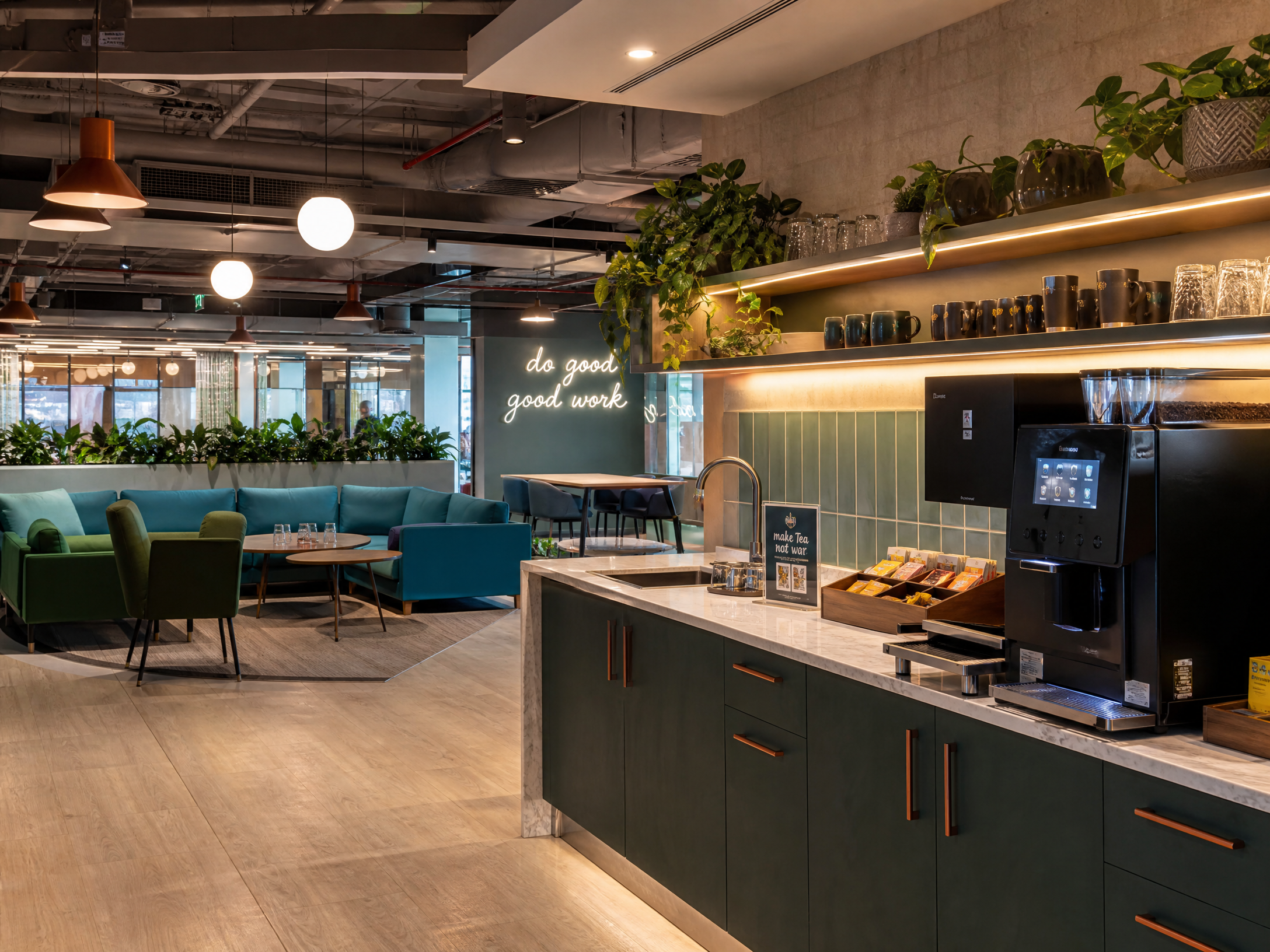 Pantry and lounge at Ecosystem Cowork